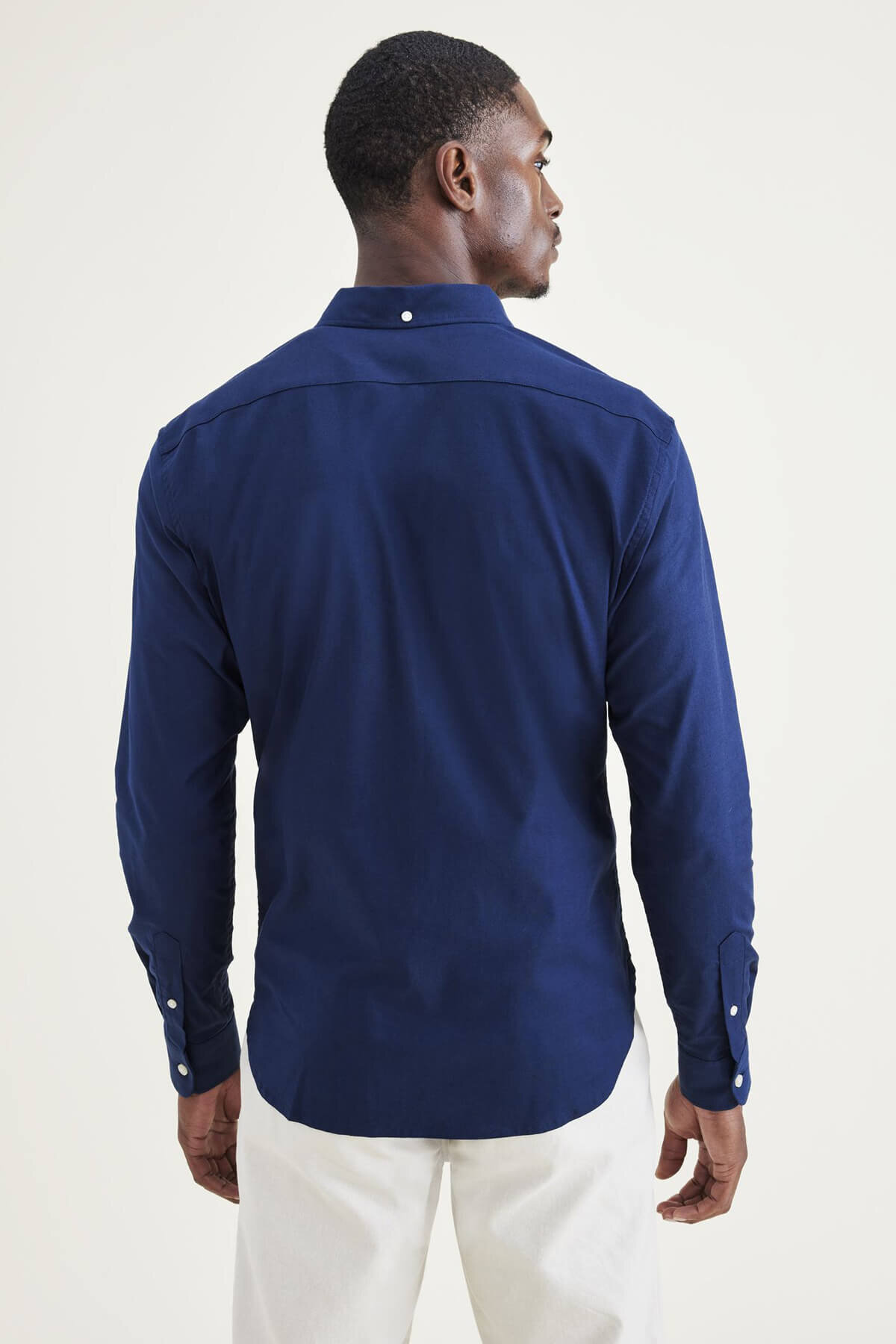 Slim Fit 2 Button Collar Lacivert Gömlek