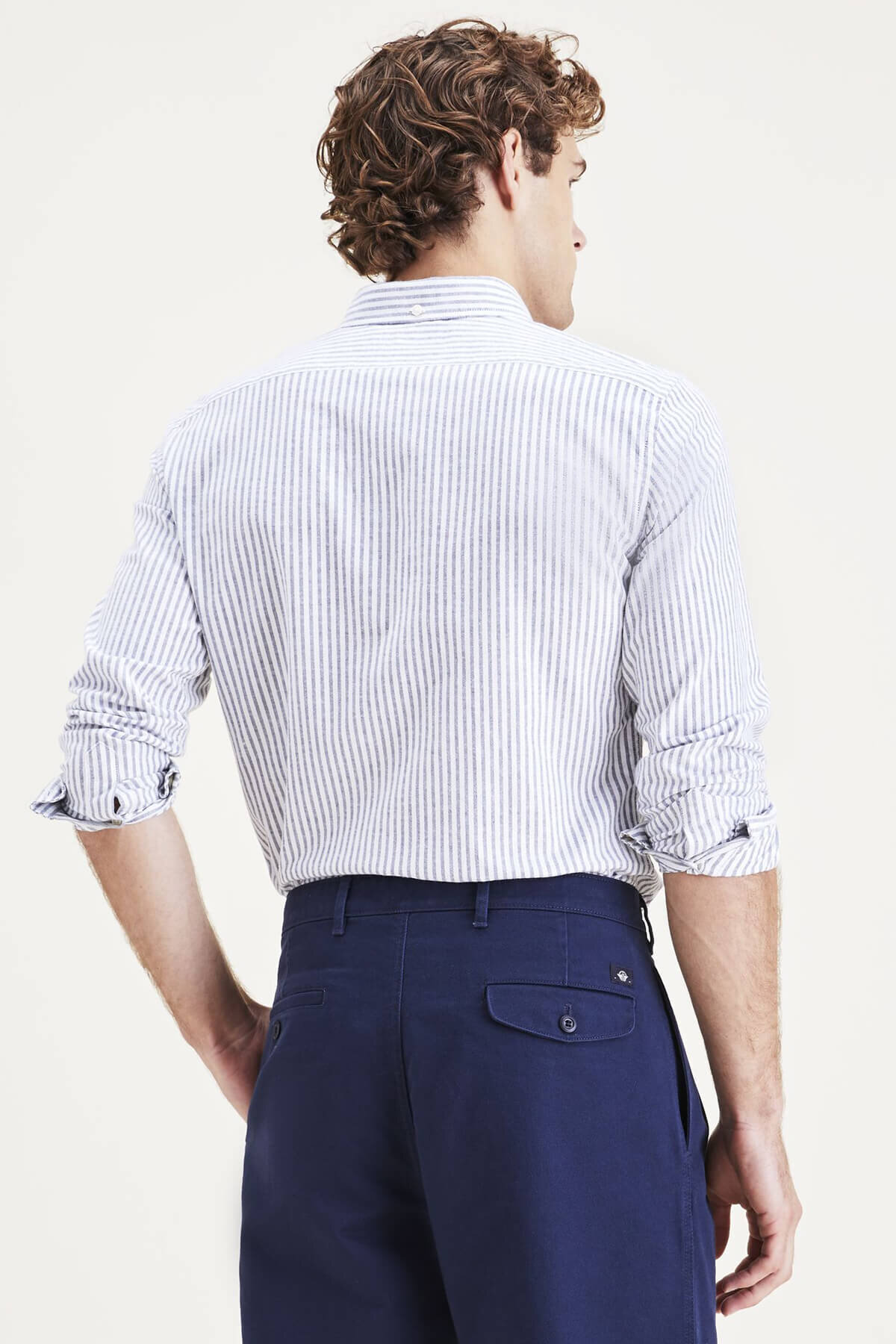 Slim Fit 2 Button Collar Mavi Gömlek