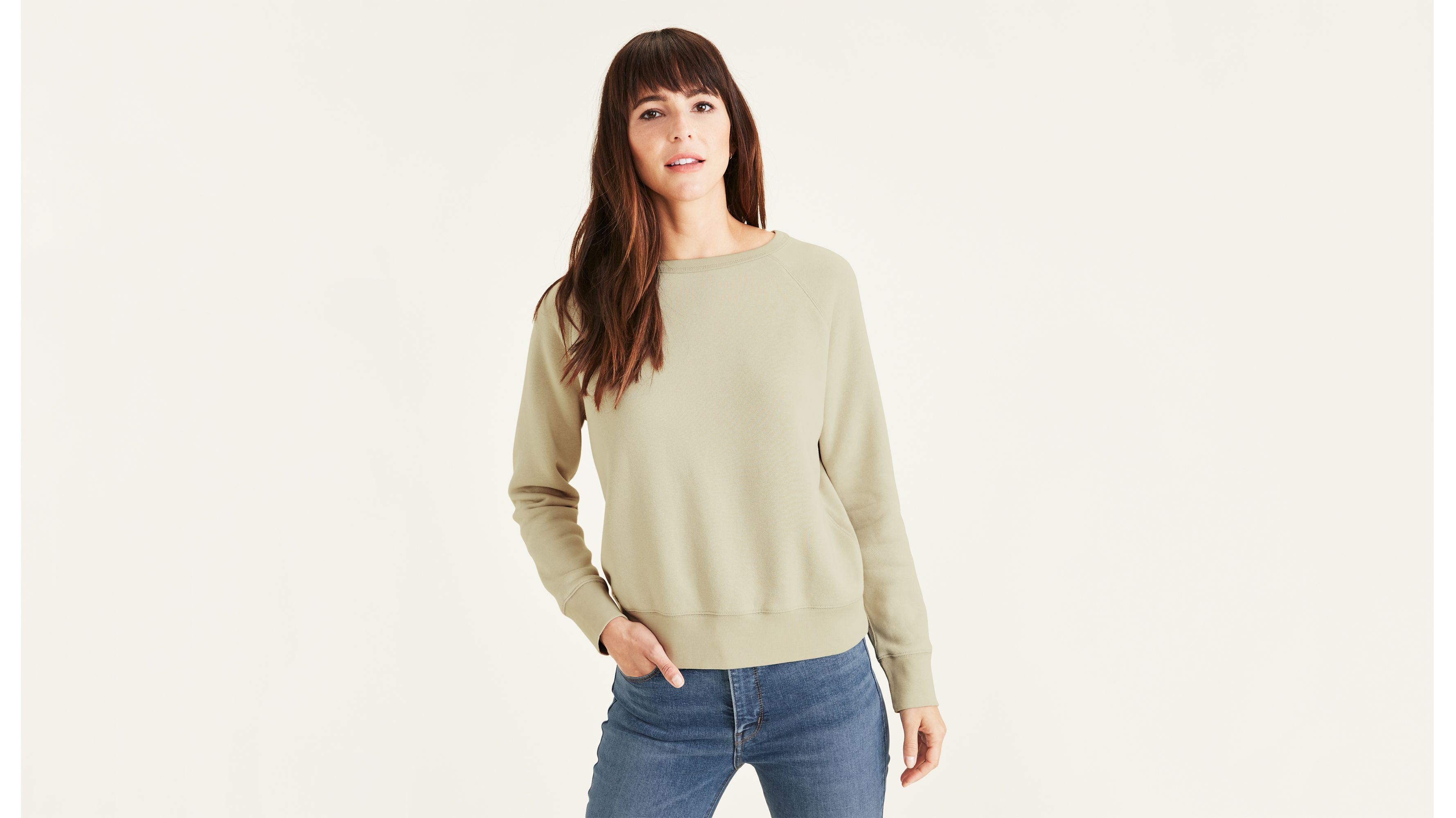 Icon Yuvarlak Yaka Bej Sweatshirt