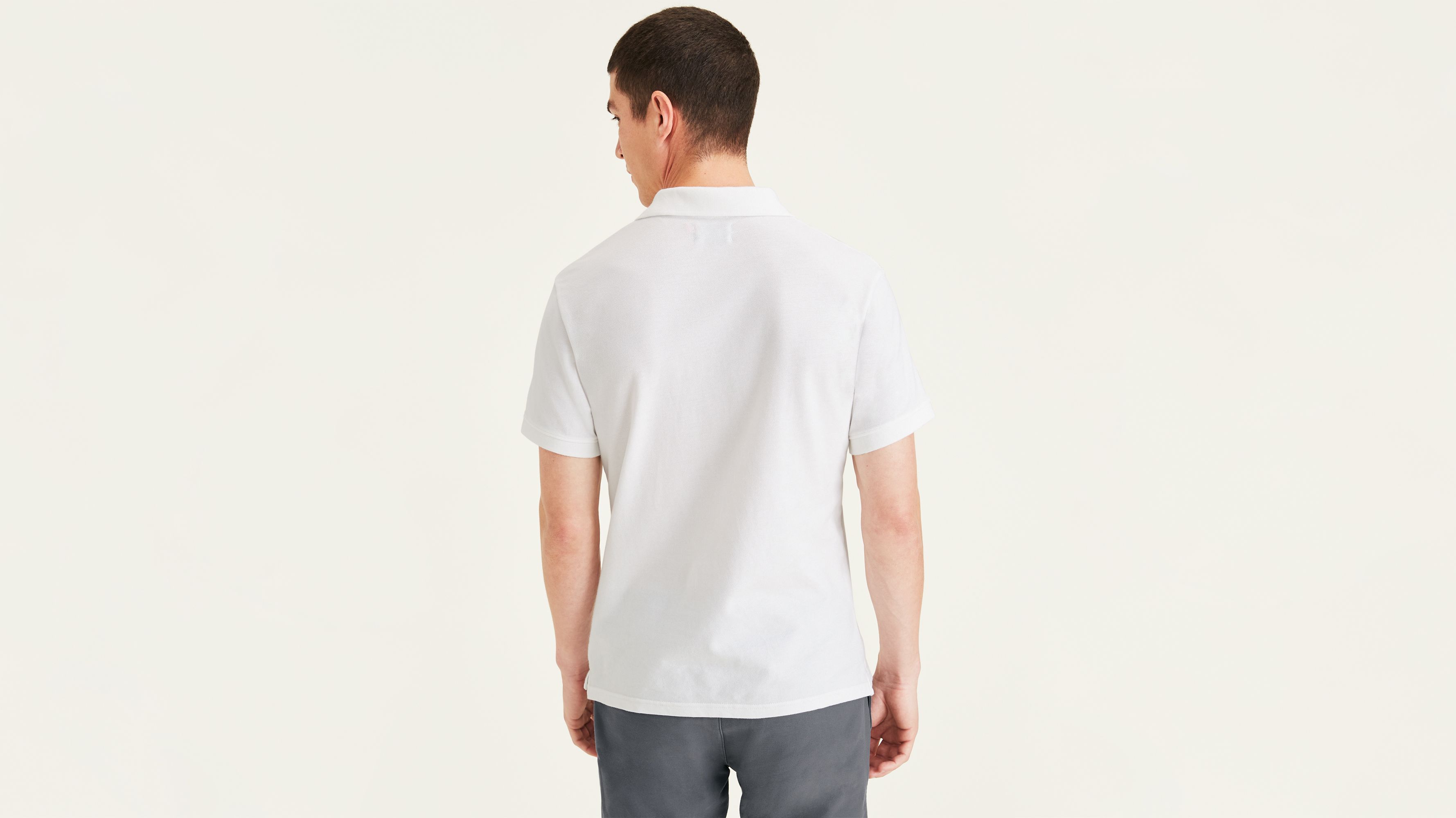 Rib Collar Beyaz Polo Tişört