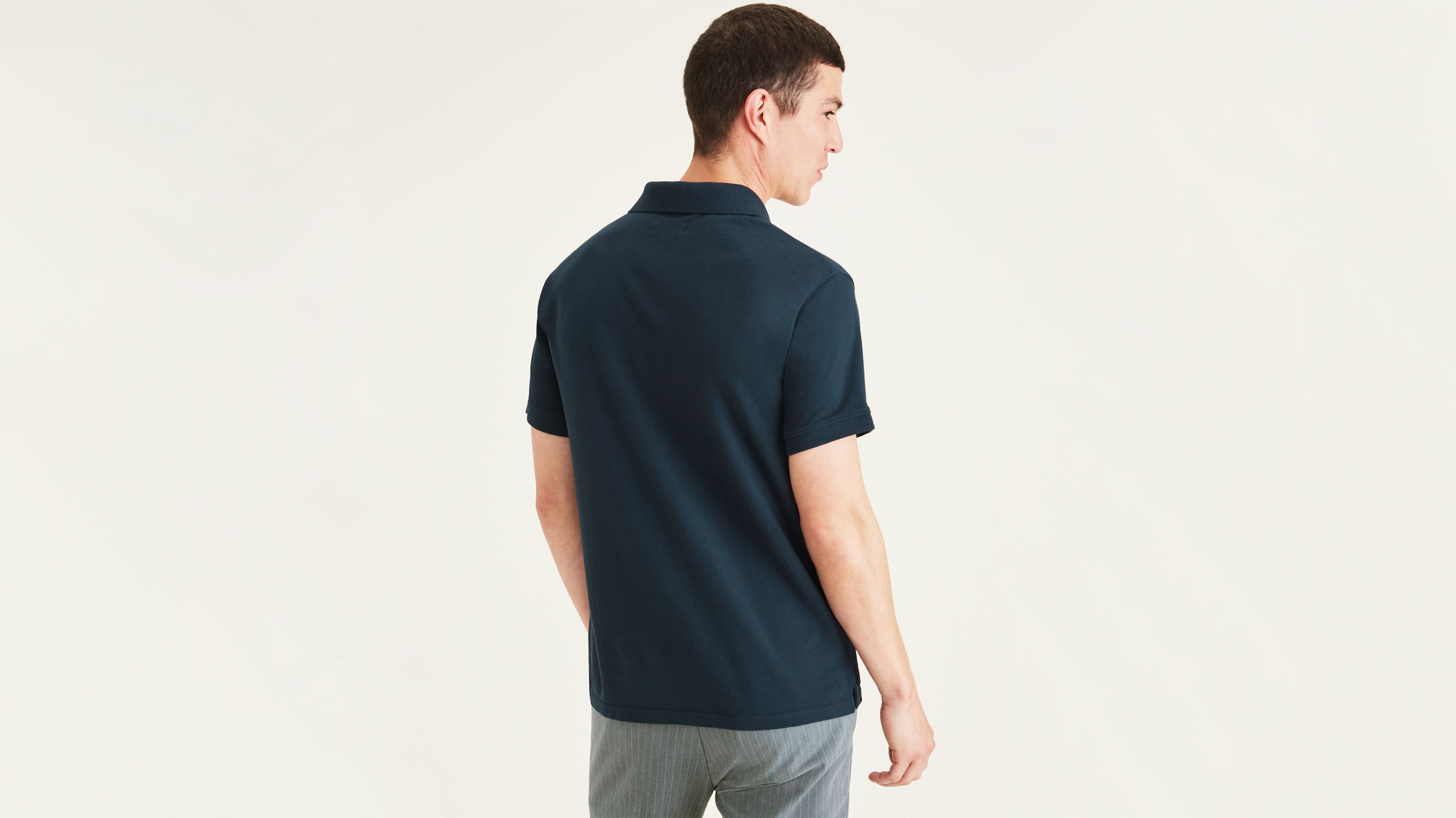 Rib Collar Lacivert Polo Tişört