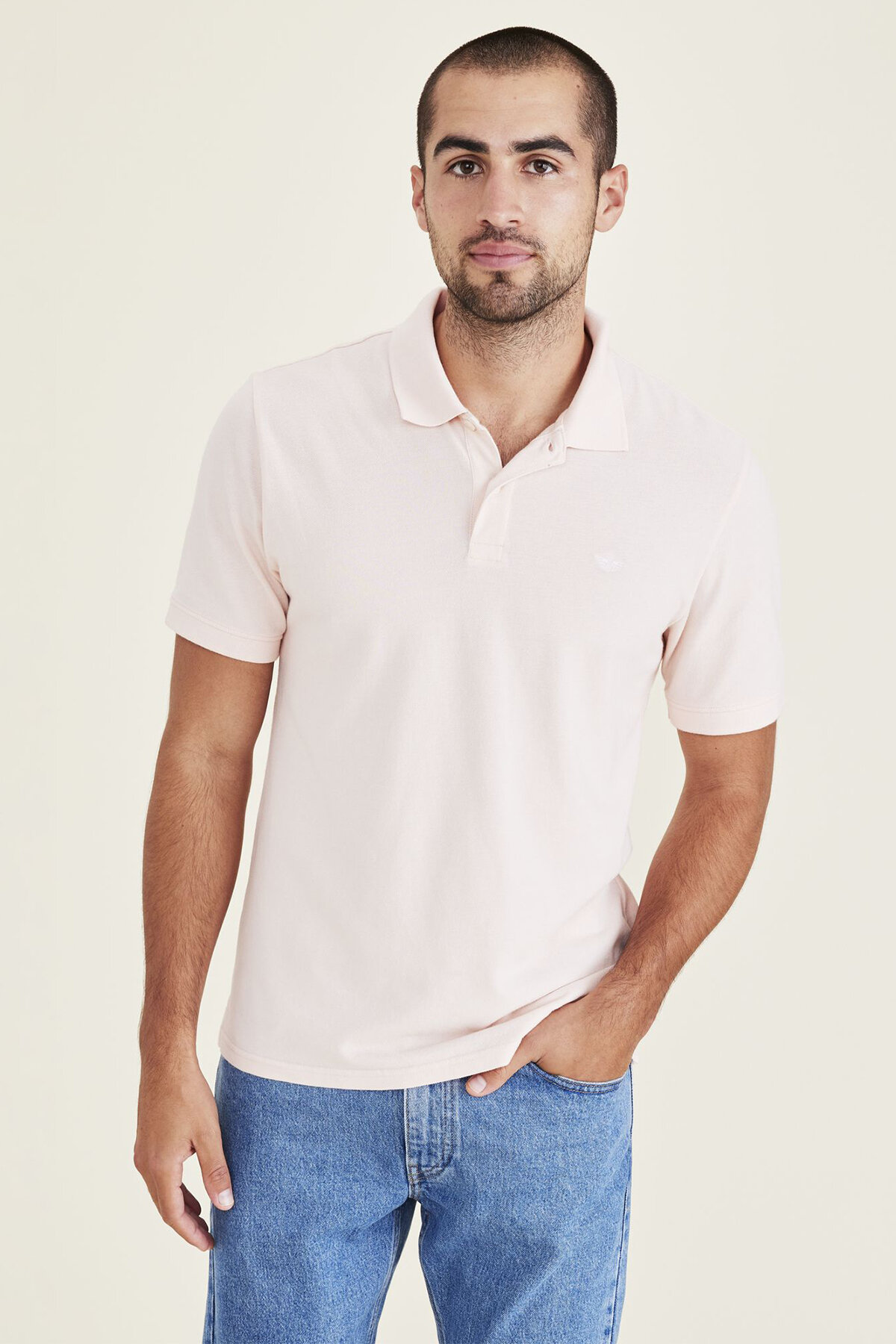 Rib Collar Pembe Polo Tişört