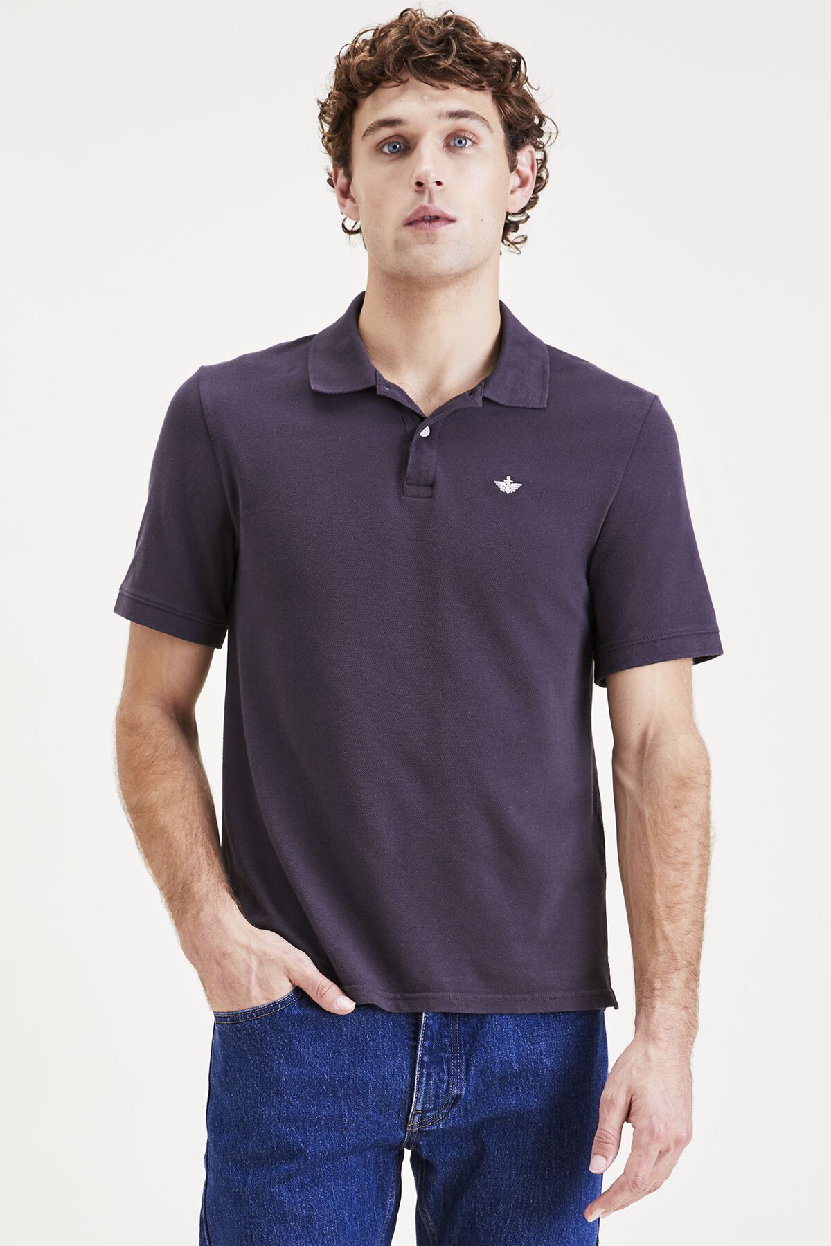 Rib Collar Kahverengi Polo Tişört