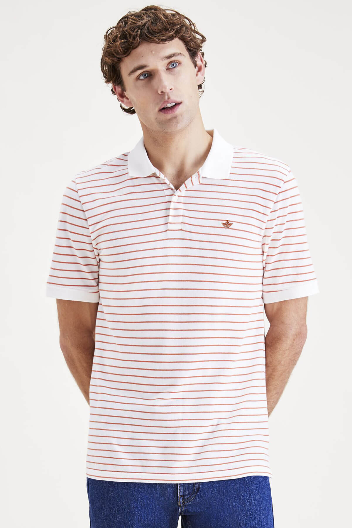 Rib Collar Turuncu Polo Tişört