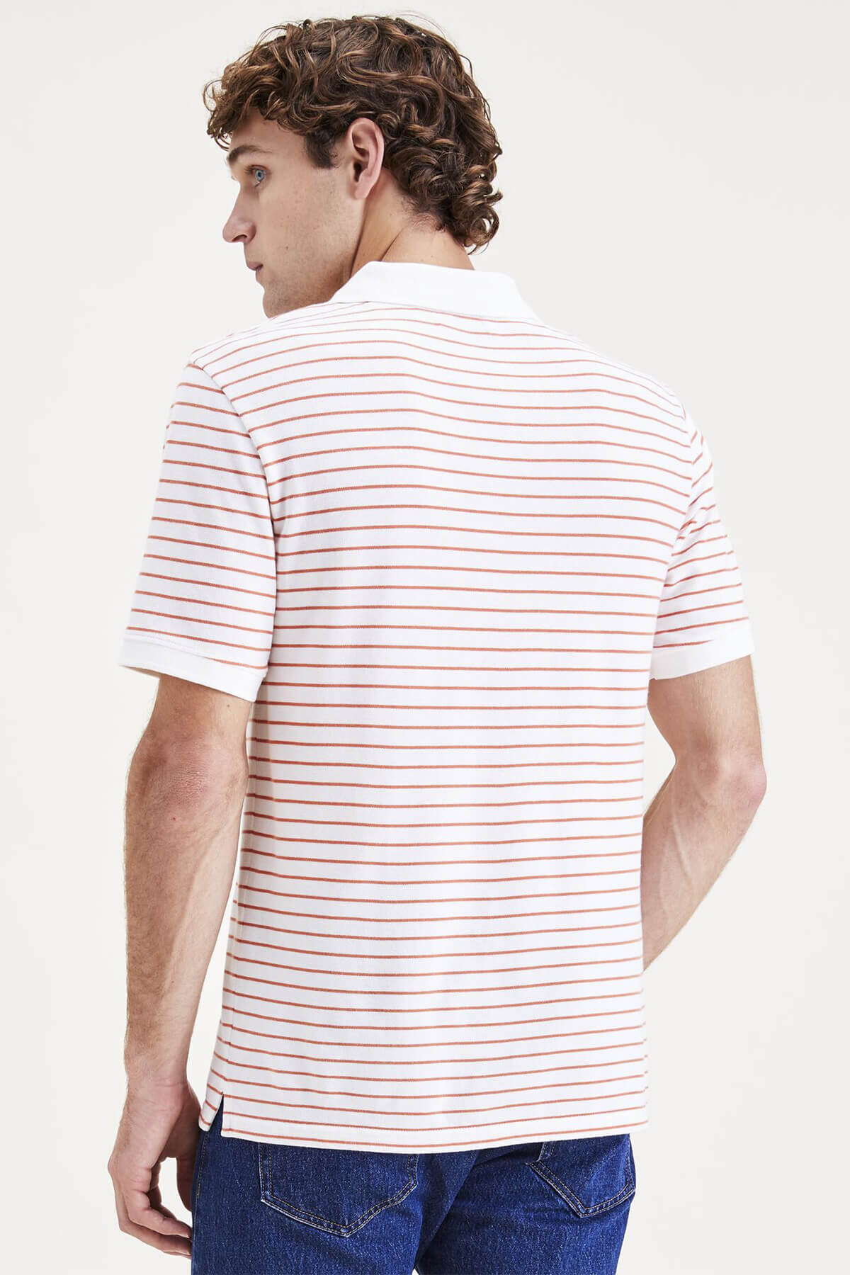 Rib Collar Turuncu Polo Tişört