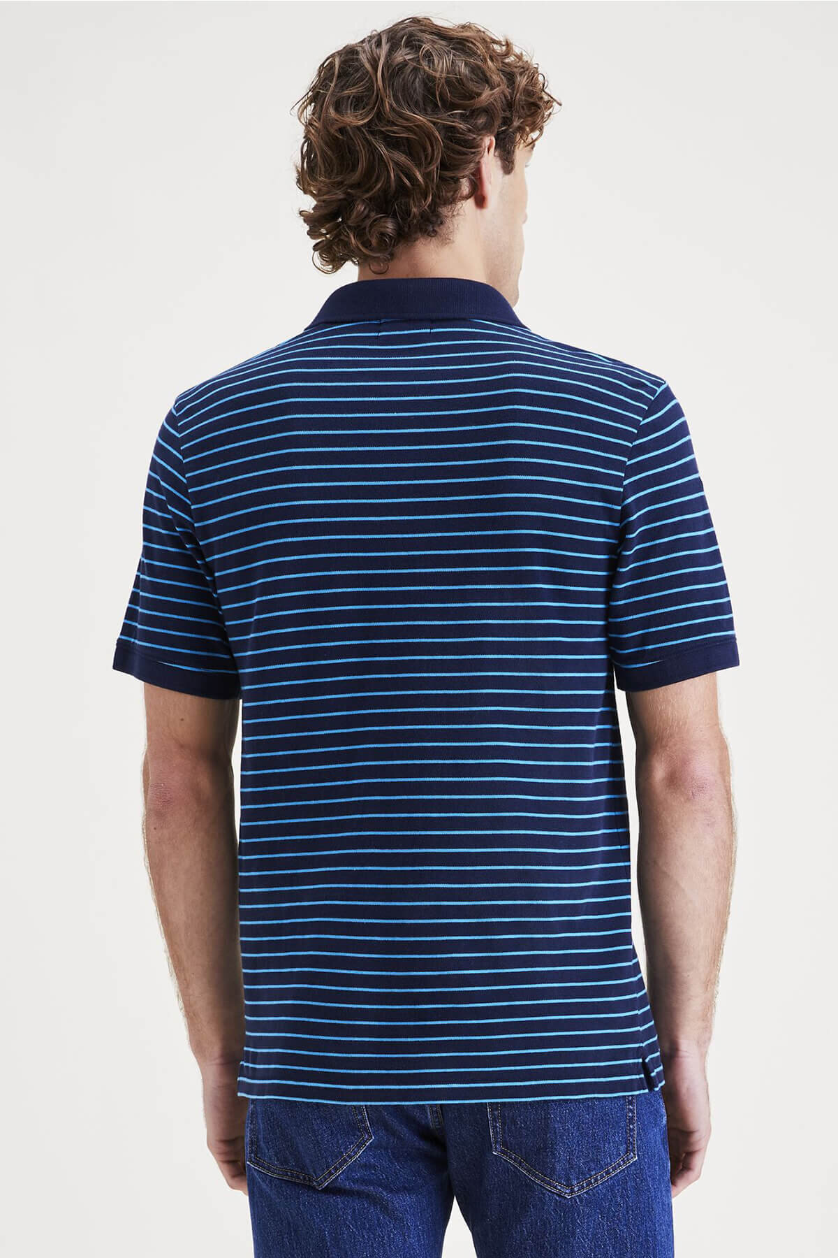 Rib Collar Lacivert Polo Tişört