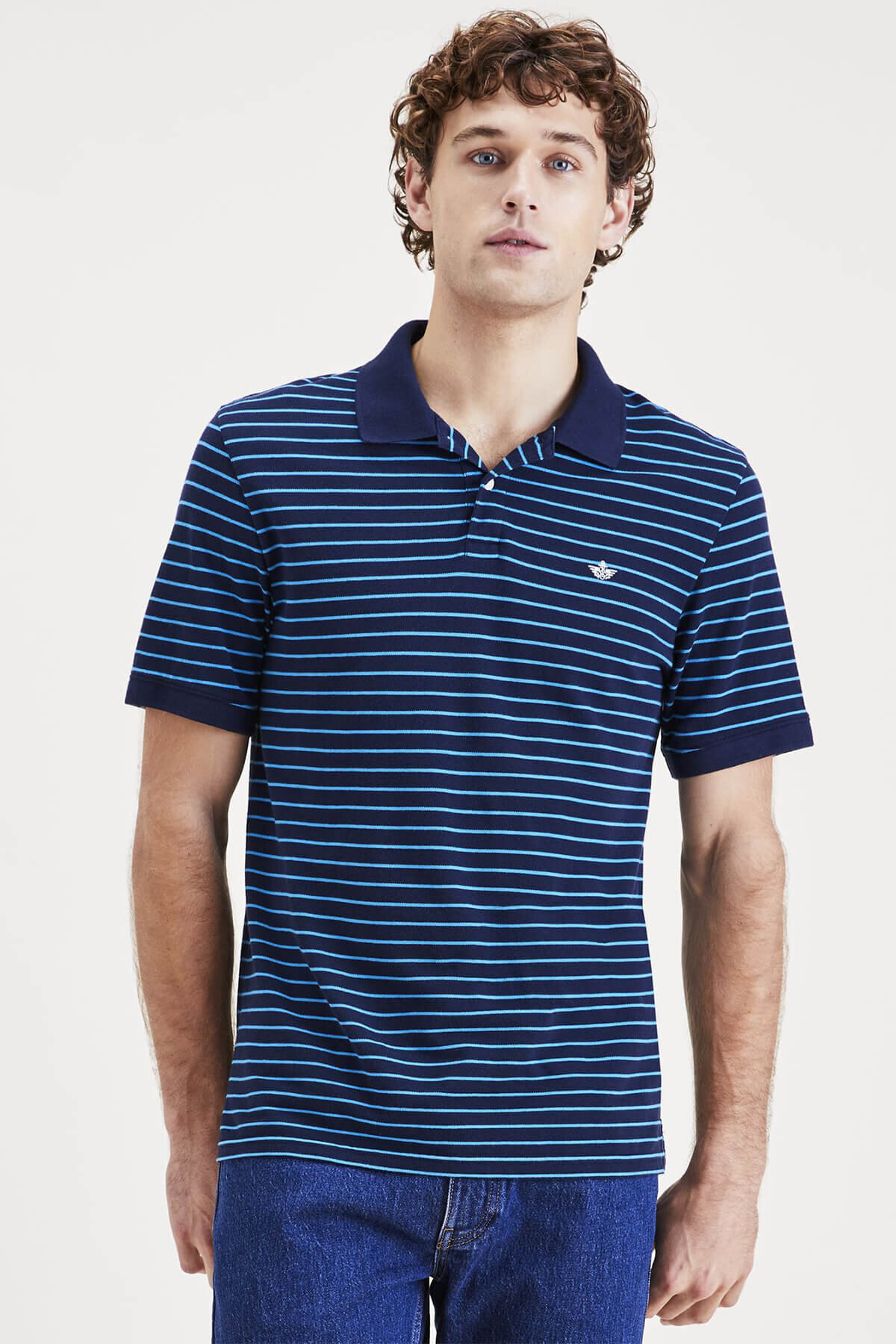 Rib Collar Lacivert Polo Tişört