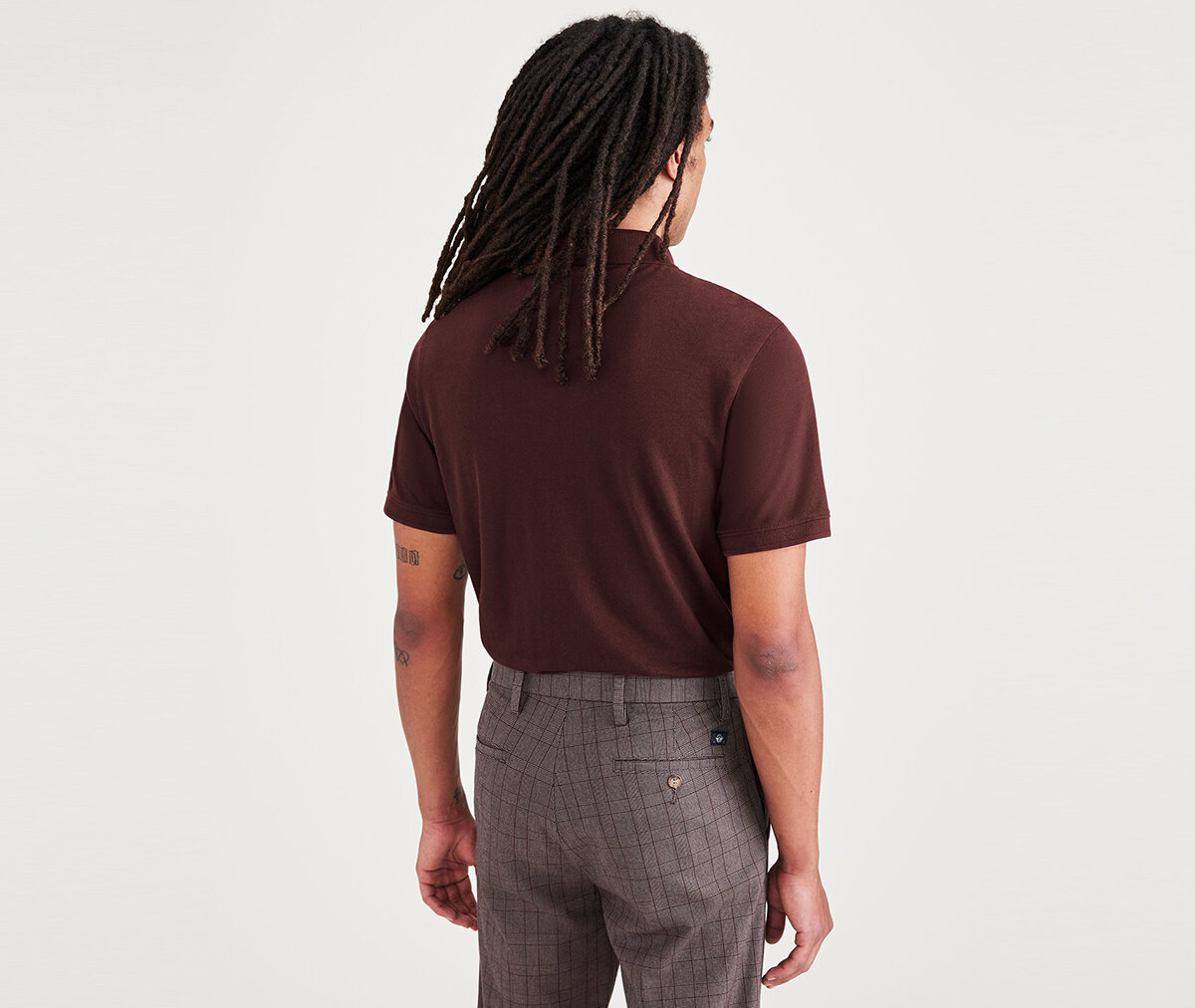 Rib Collar Kahverengi Polo Tişört