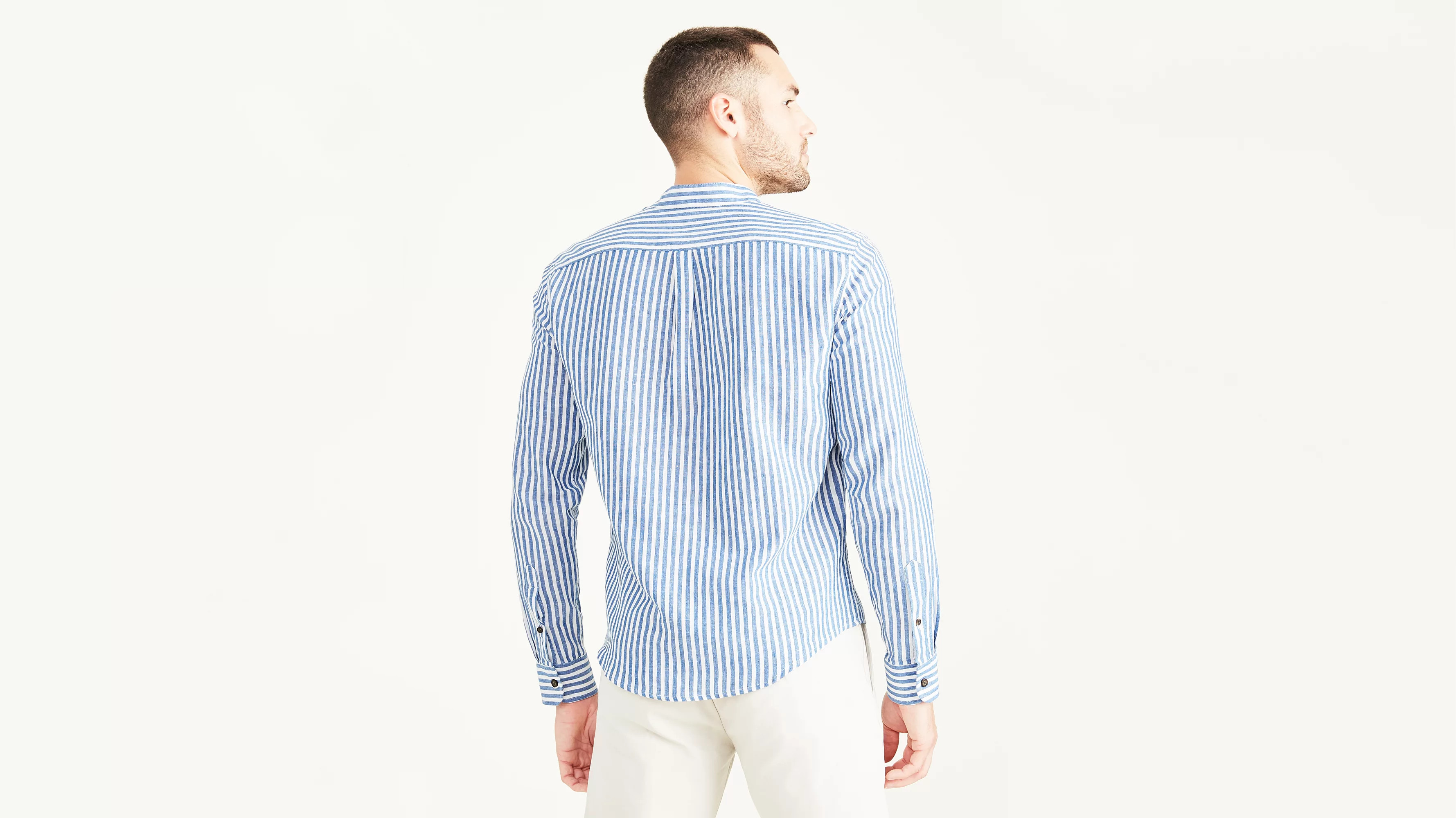 Linen Band Collar Shirt