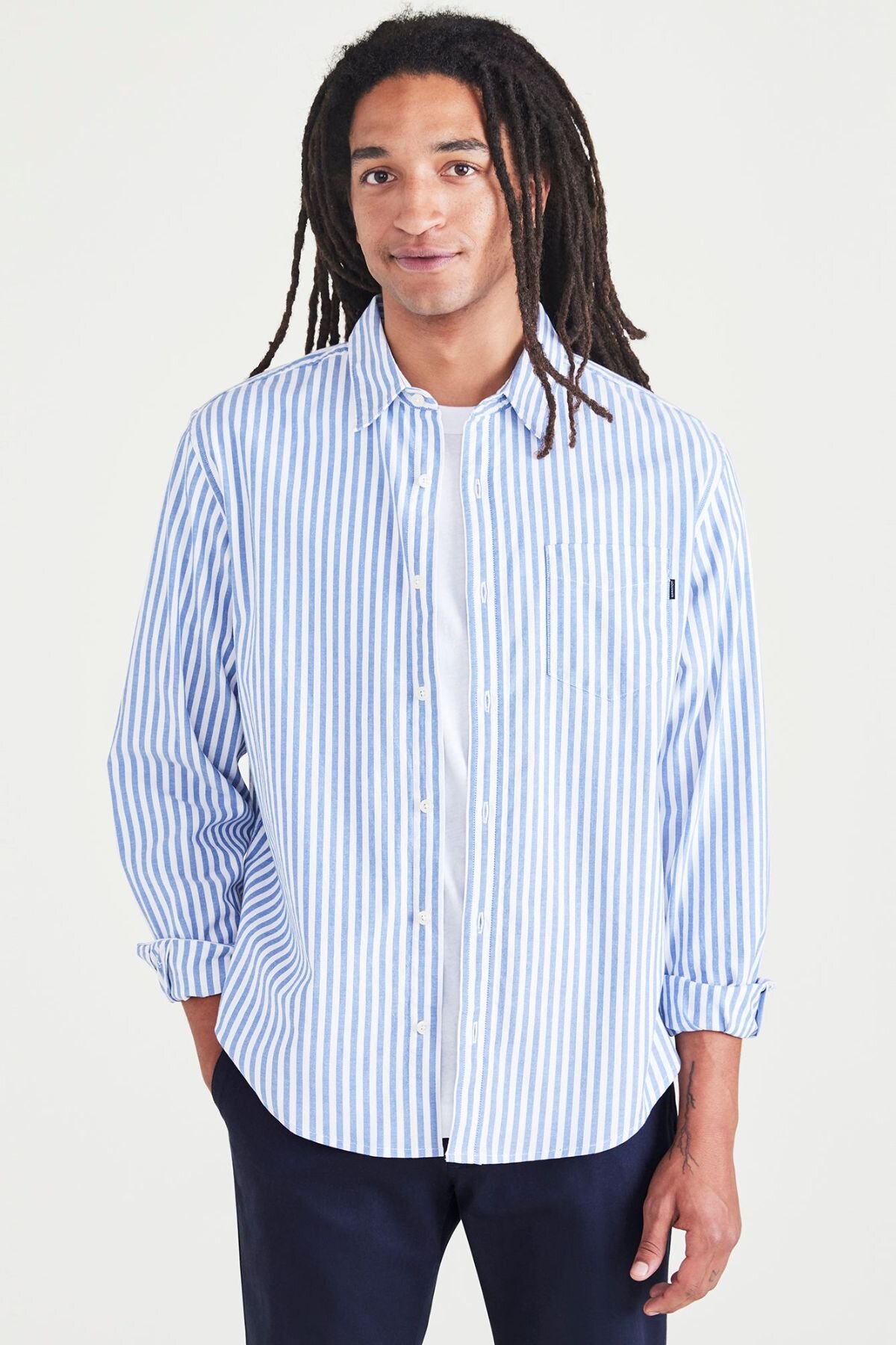 Stretch Oxford Mavi Gömlek