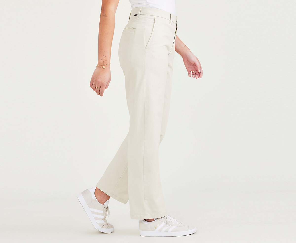 High Waist Weekend Chino Bej Straight Fit Pantolon