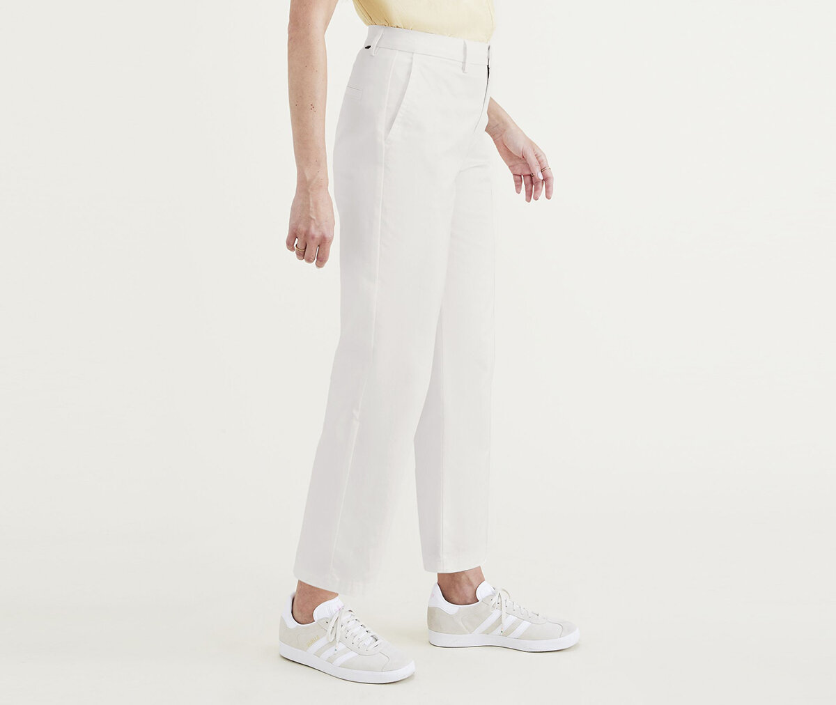 High Waist Weekend Chino Beyaz Straight Fit Pantolon