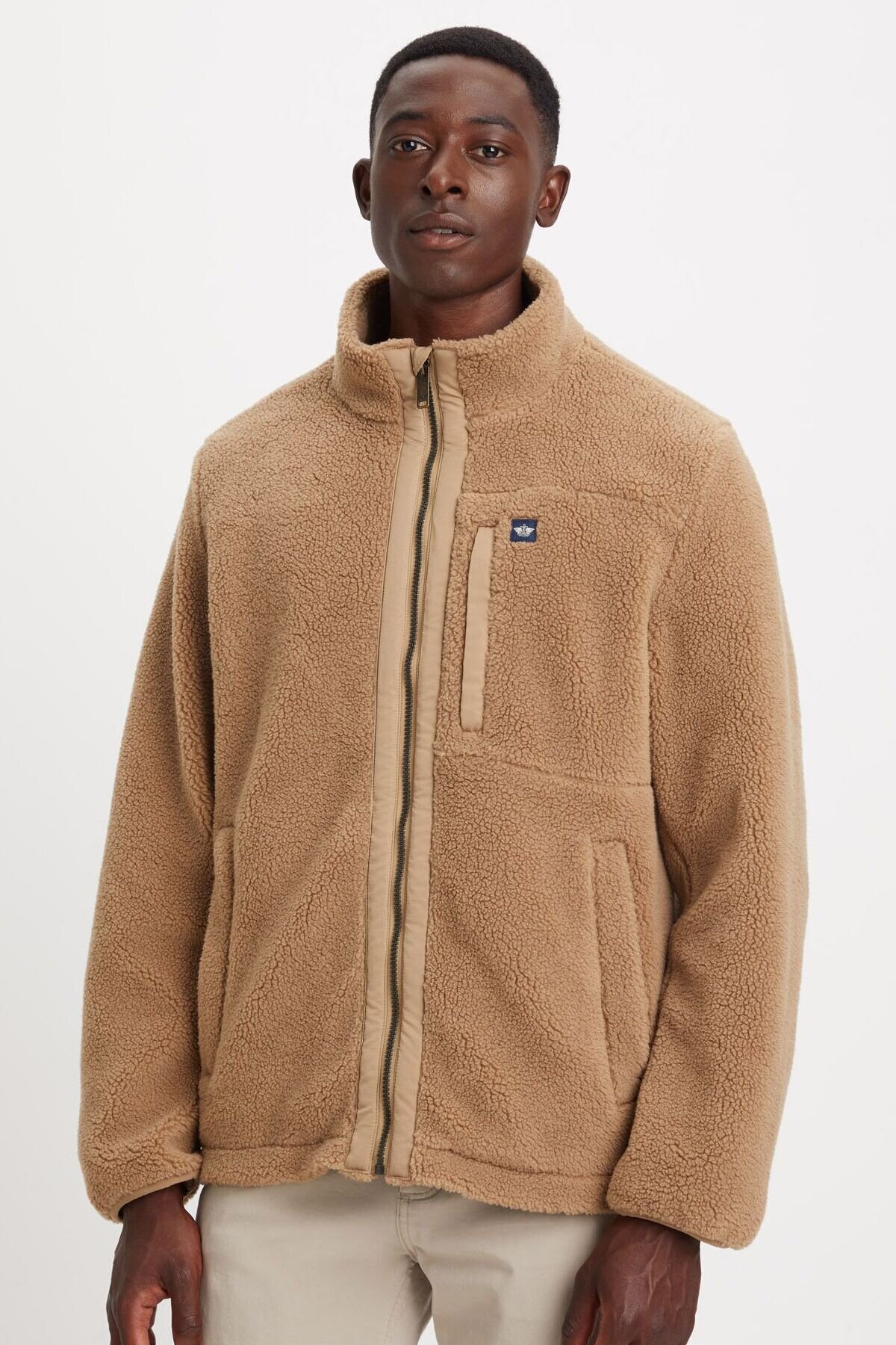 Faux Sherpa Zip Up Ceket