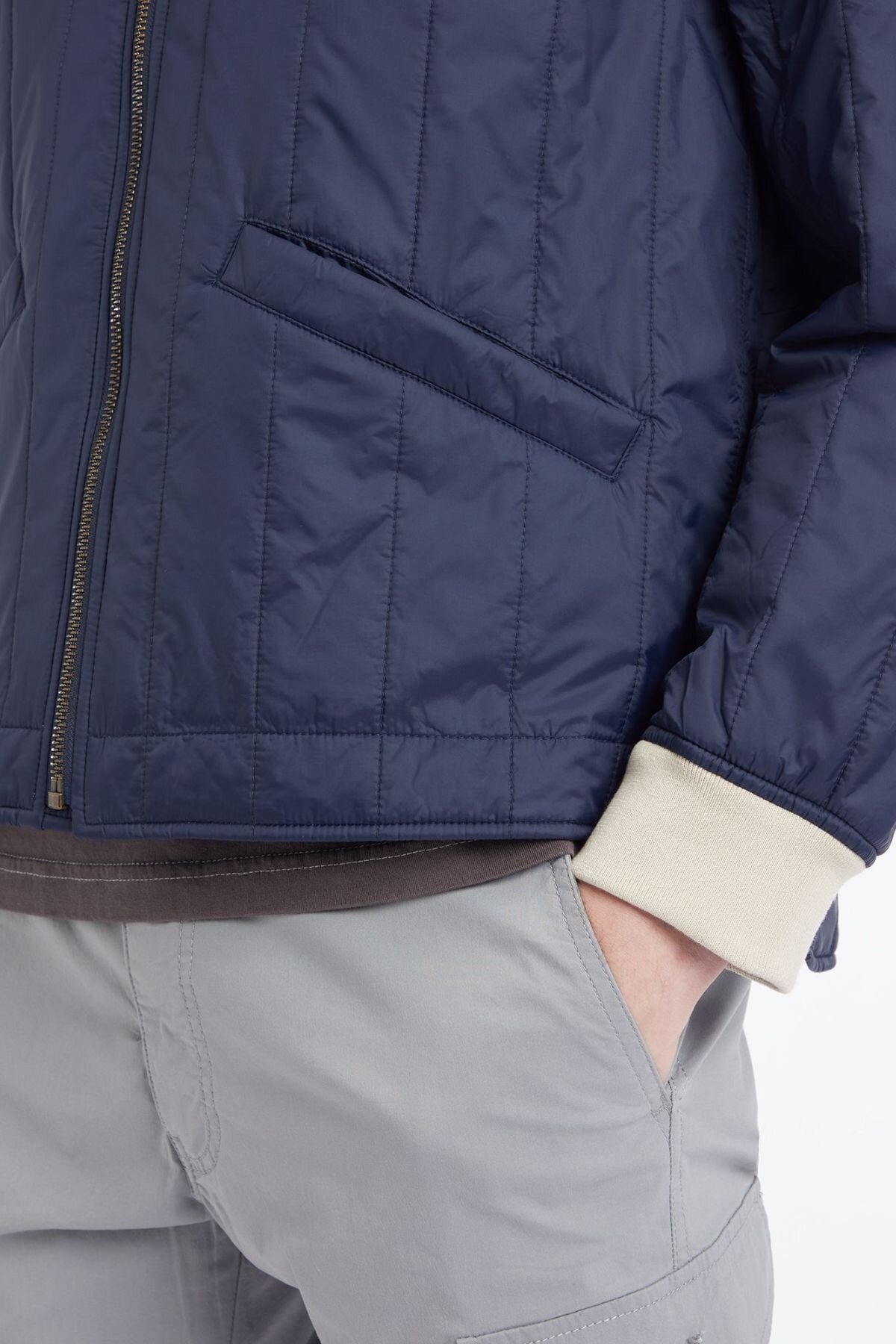 Channel Quilted Bomber Lacivert Ceket Mont