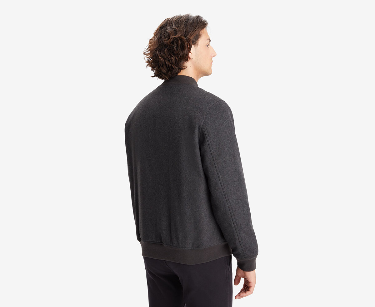 Wool Blend Varsity Siyah Bomber Mont