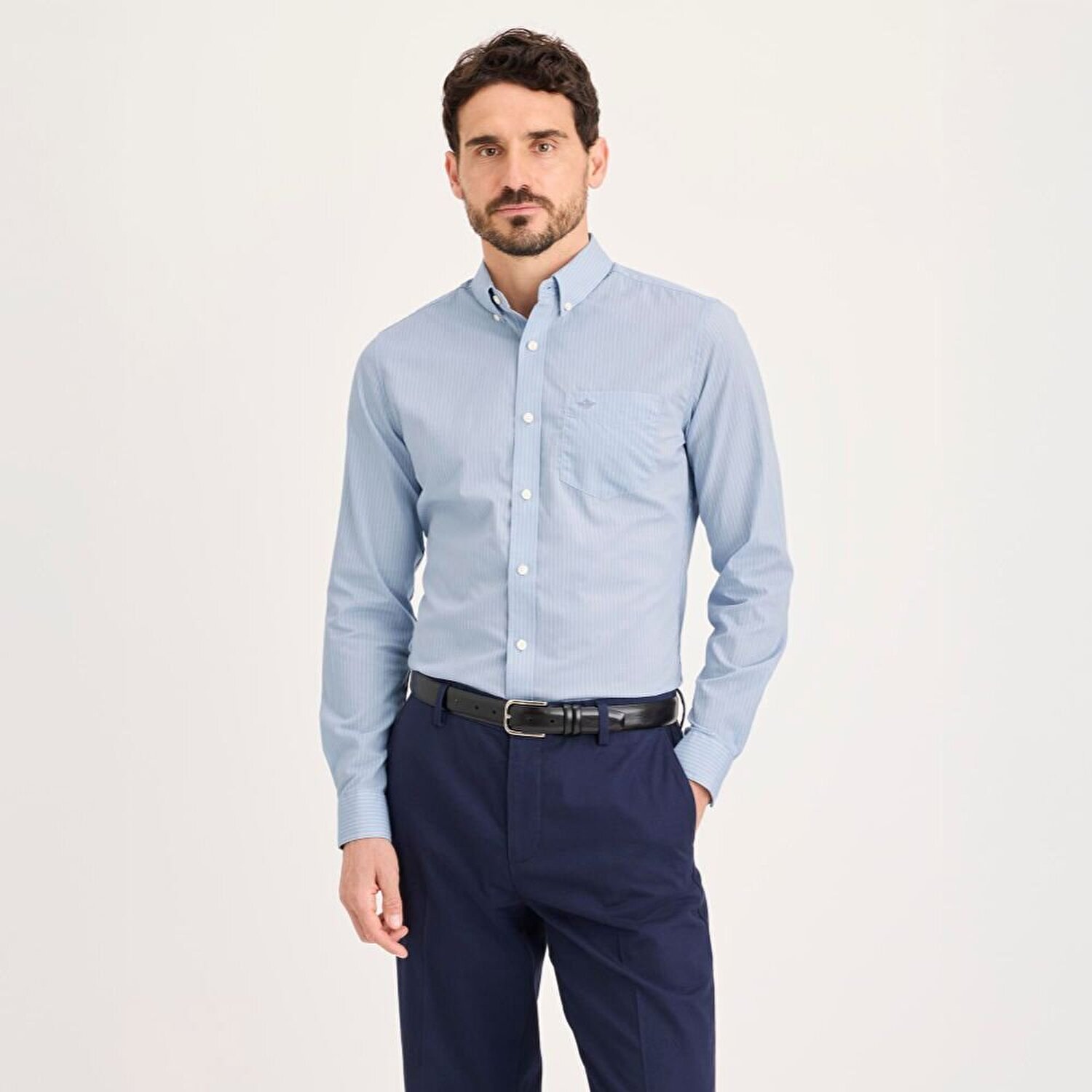 Camicia da uomo slim fit pancaldi azzurro scuro a pois saldi online
