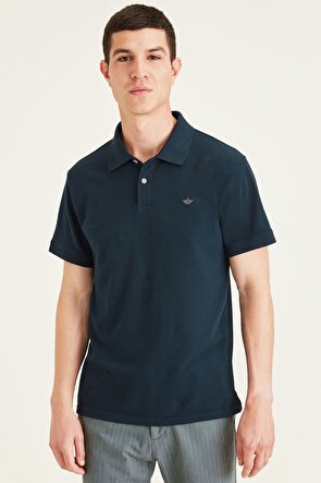 Rib Collar Lacivert Polo Tişört