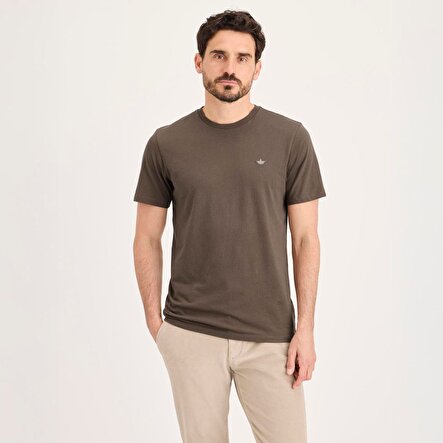 Yuvarlak Yaka Kahverengi Tişört