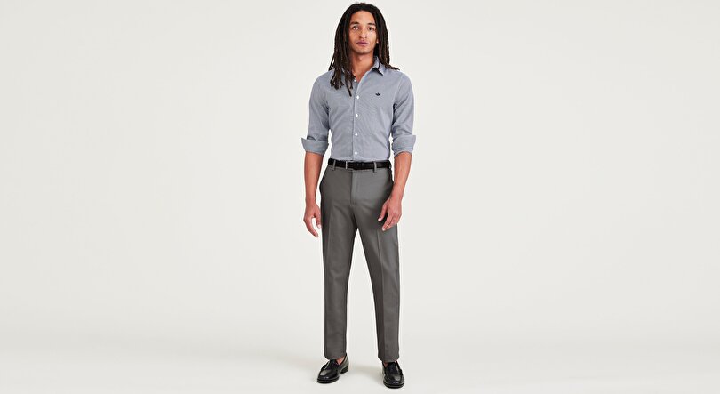 Signature Stain Defender Creased Slim Fit Pantolon