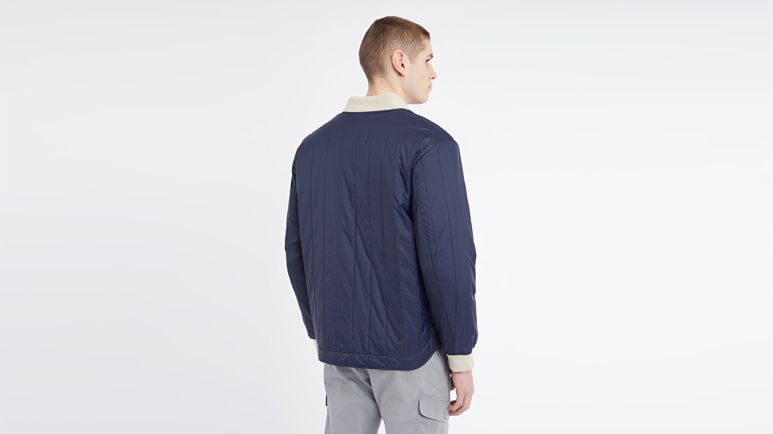 Channel Quilted Bomber Lacivert Ceket Mont