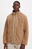 Faux Sherpa Zip Up Ceket