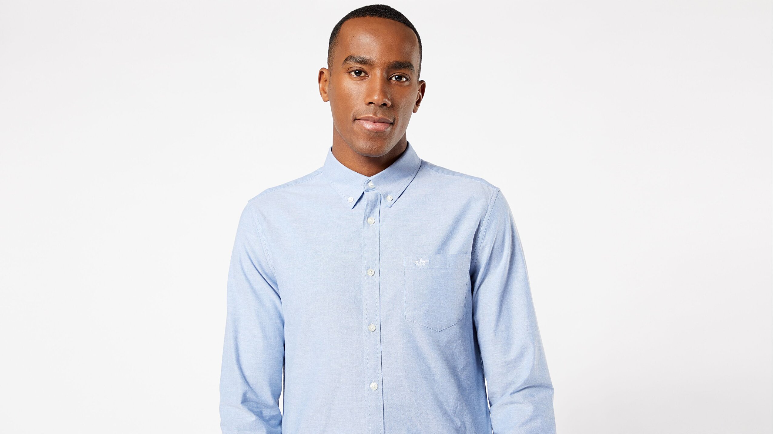 Slim Fit 2 Button Collar Erkek Gömlek