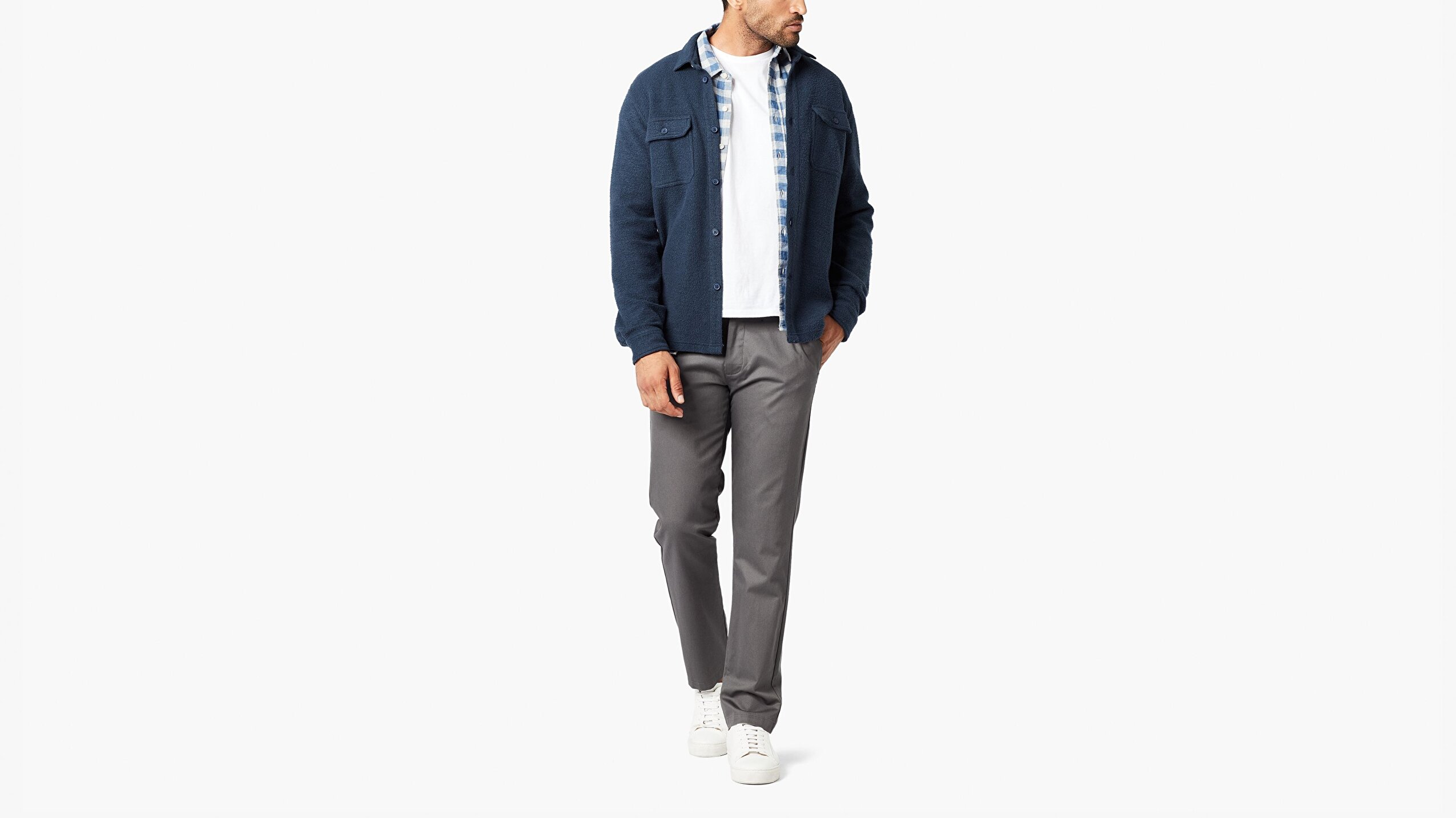 Signature Creaseless Gri Slim Fit Pantolon