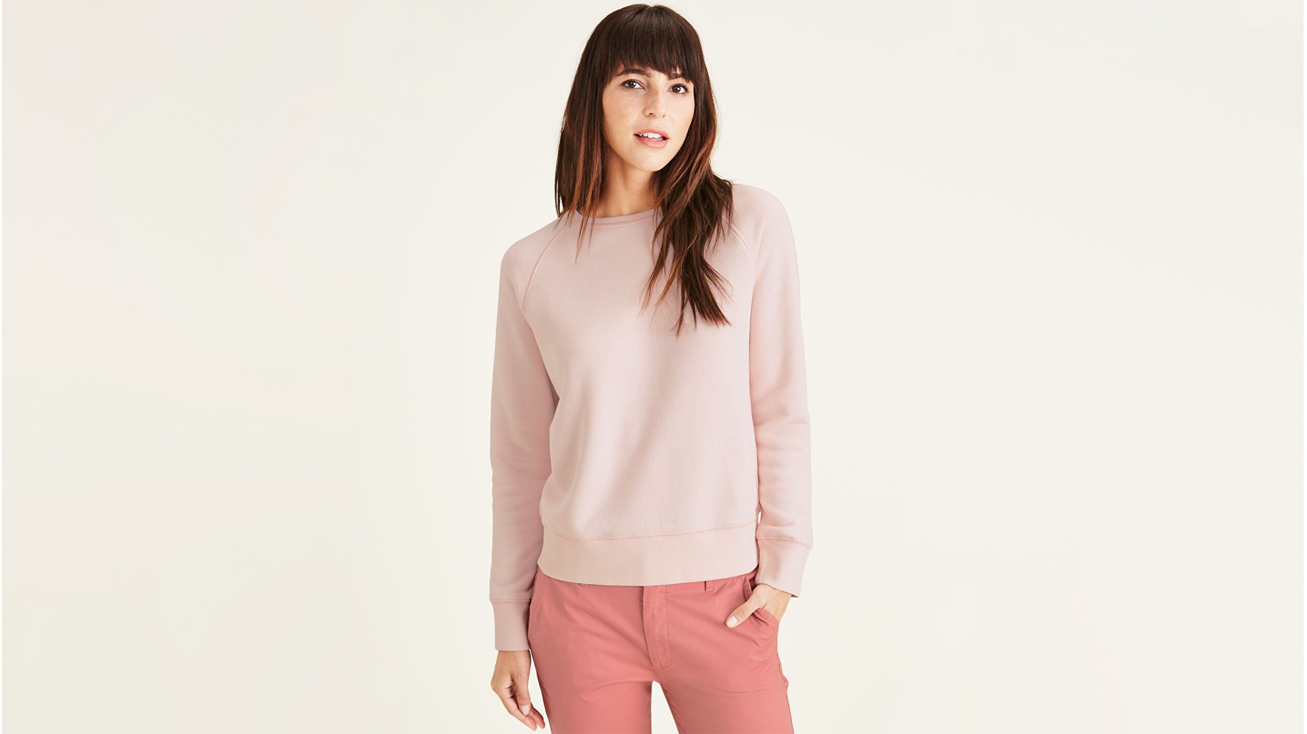 Icon Yuvarlak Yaka Pembe Sweatshirt
