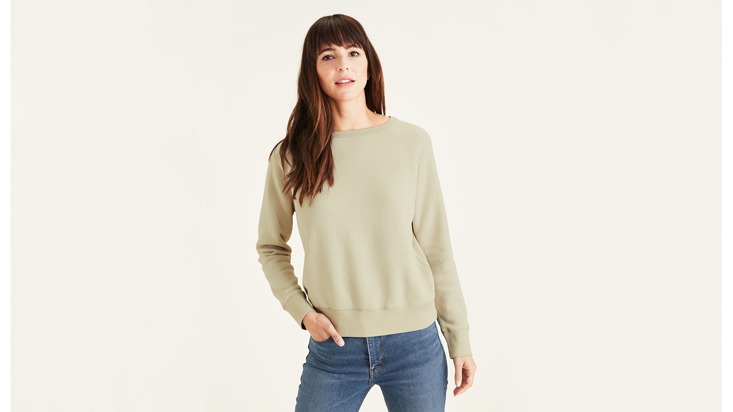 Icon Yuvarlak Yaka Bej Sweatshirt