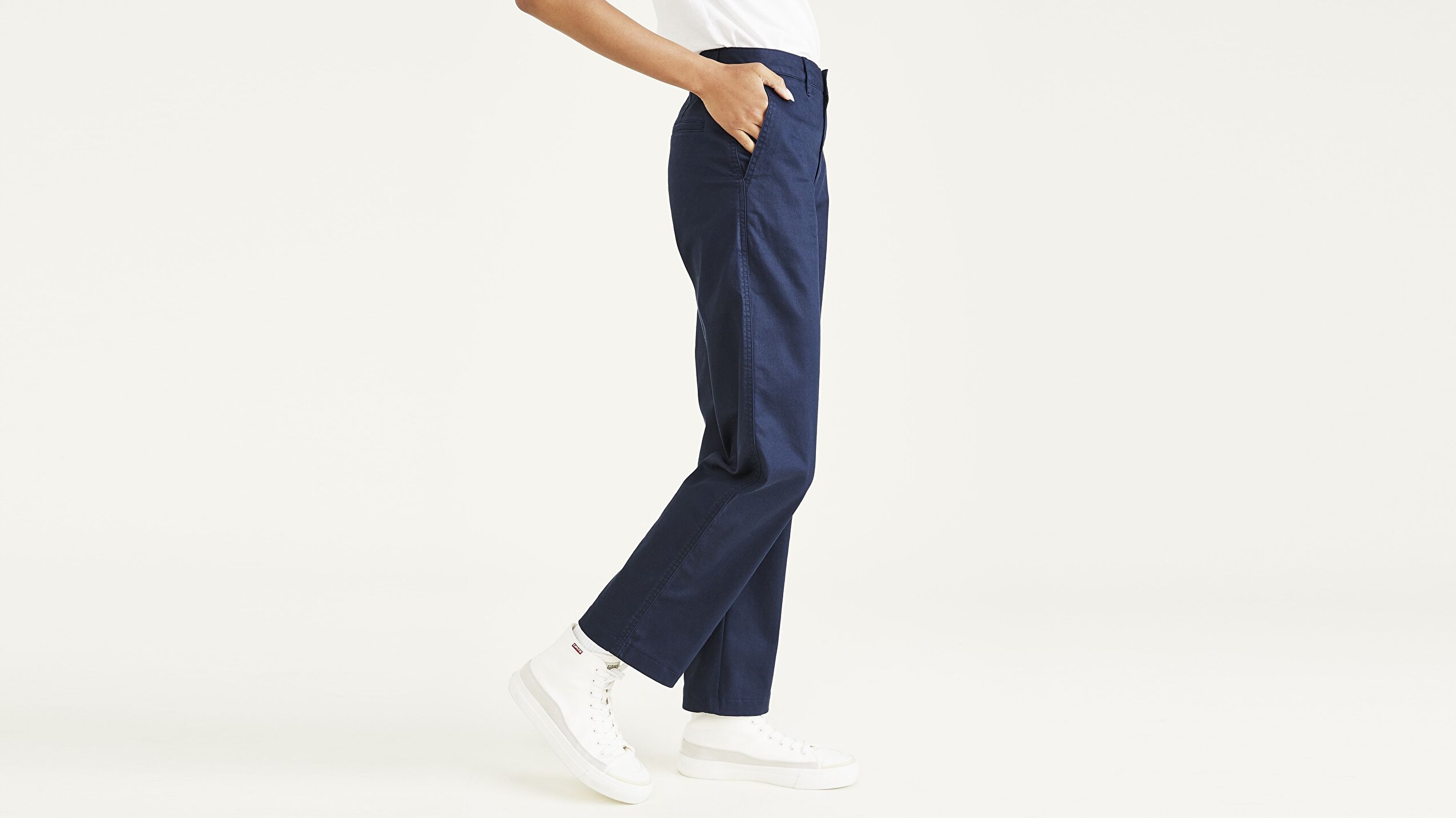 High Waisted Chino Straight Fit Pantolon