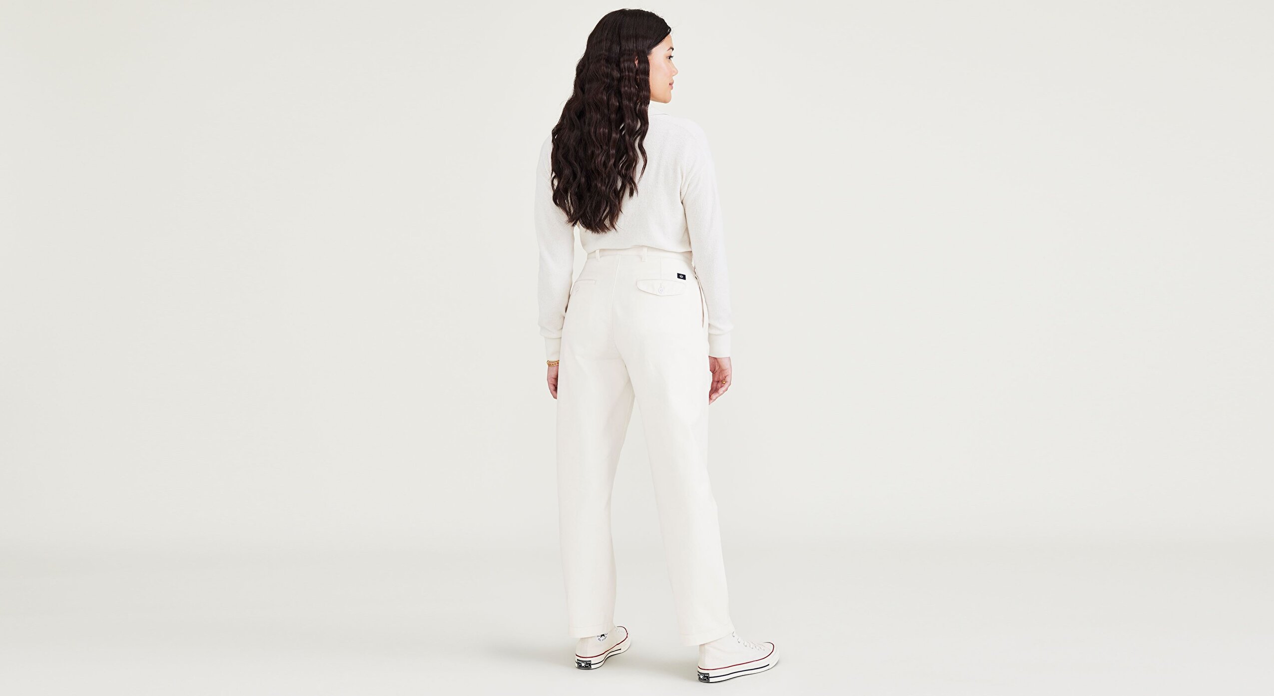 High Waist Pleated Original Khaki Tapered Pantolon