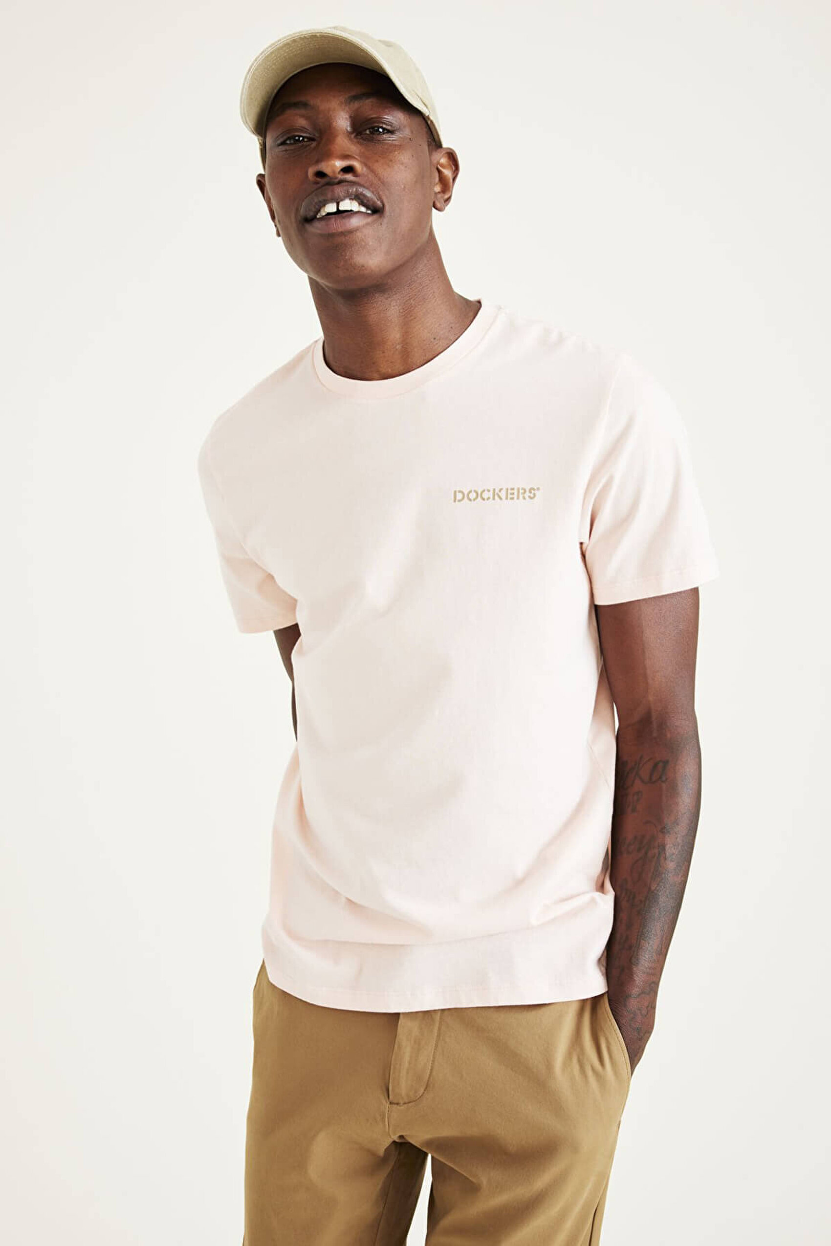 Men's Slim Fit Pembe Logo Tişört