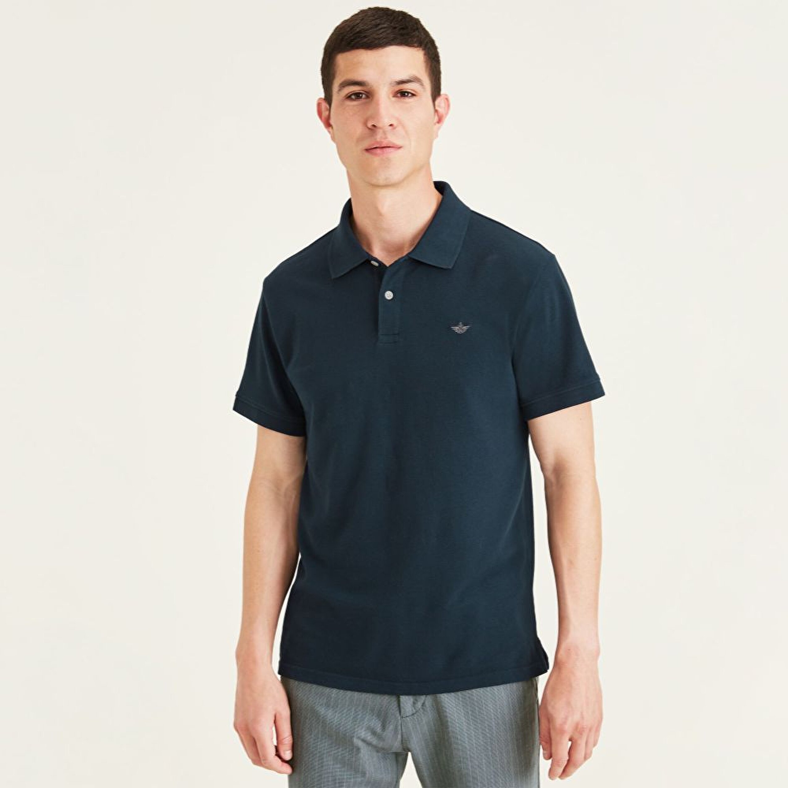 Rib Collar Lacivert Polo Tişört