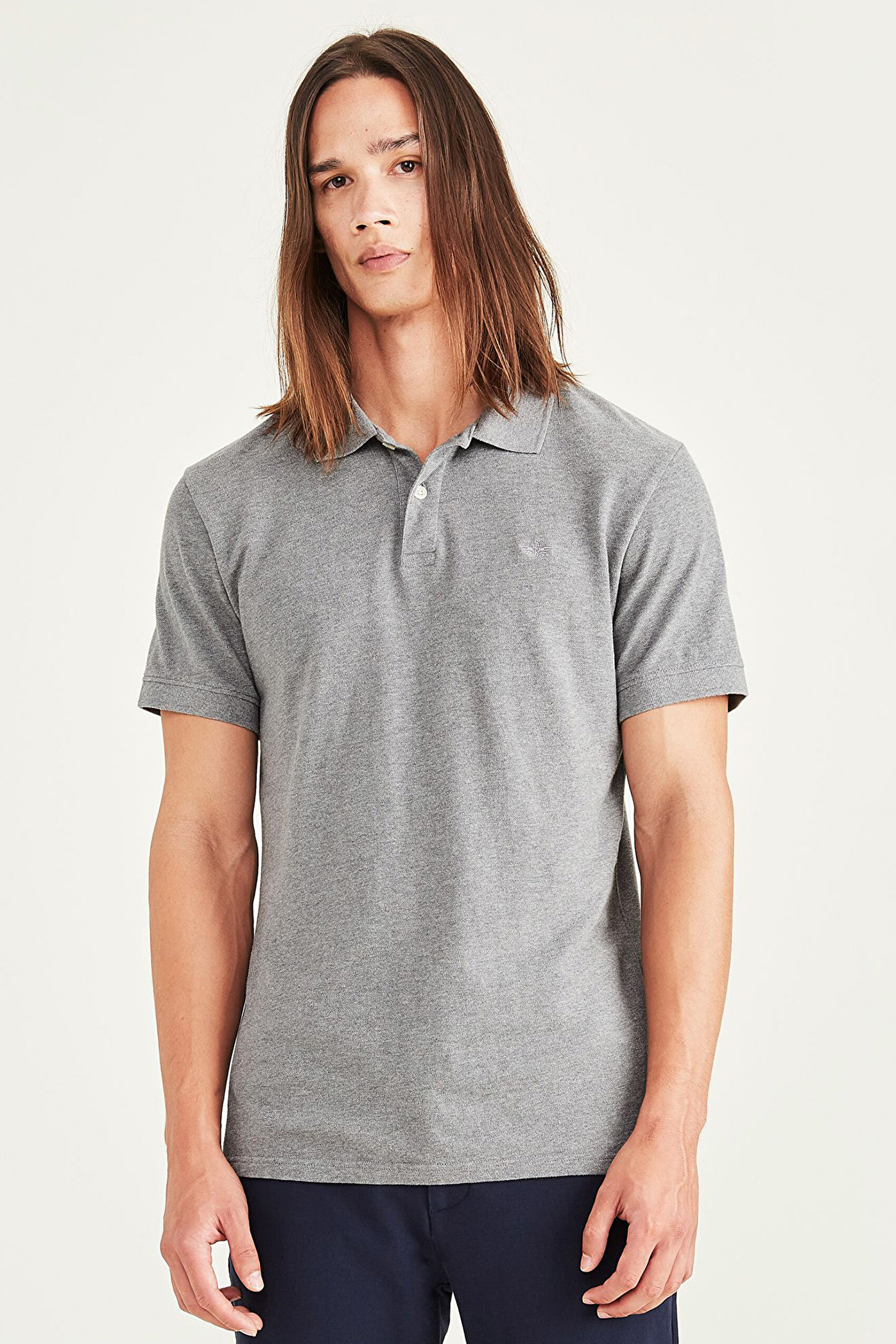 Rib Collar Gri Polo Tişört