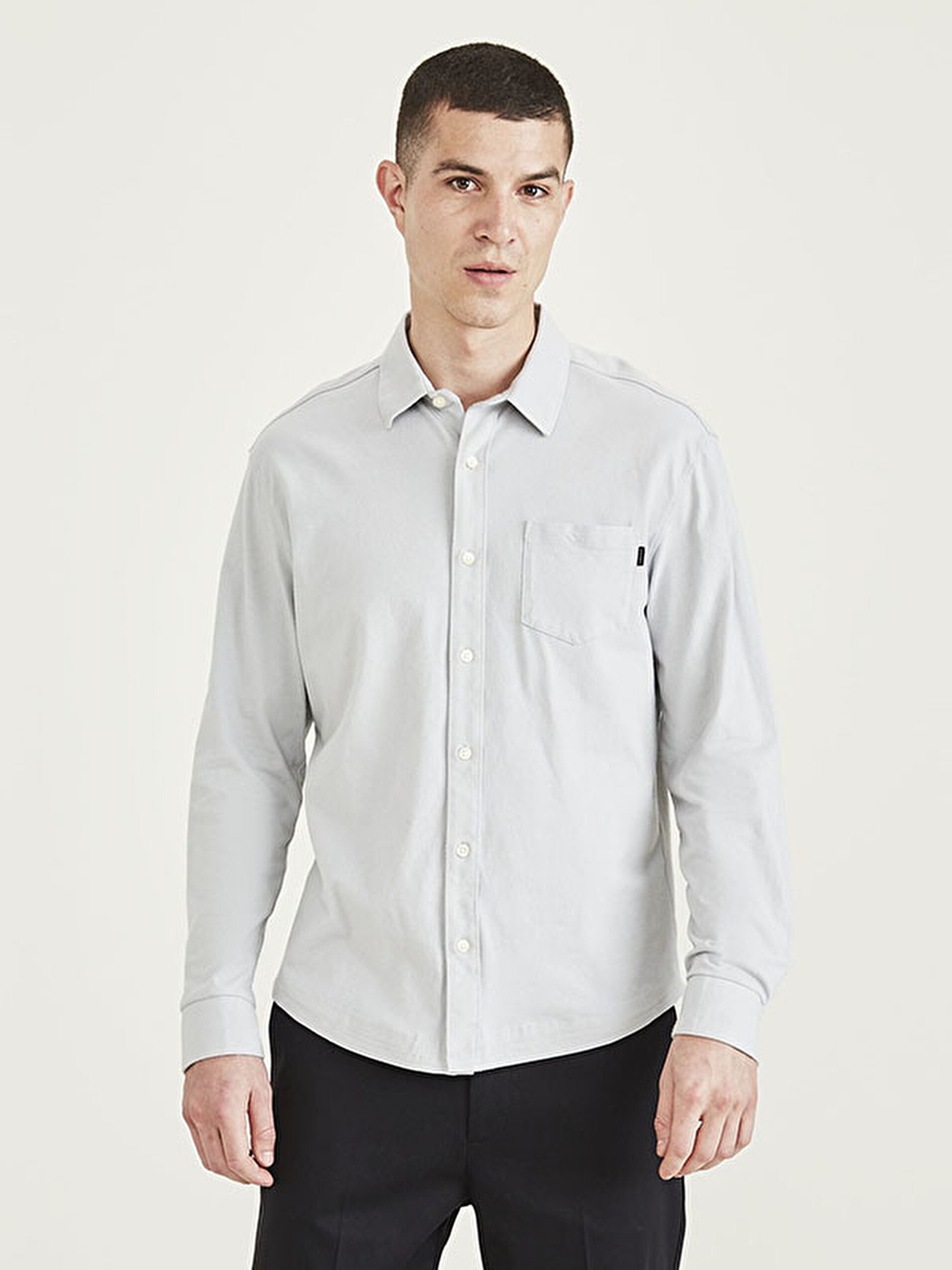 Smart 360 Knit Button Up Gri Gömlek