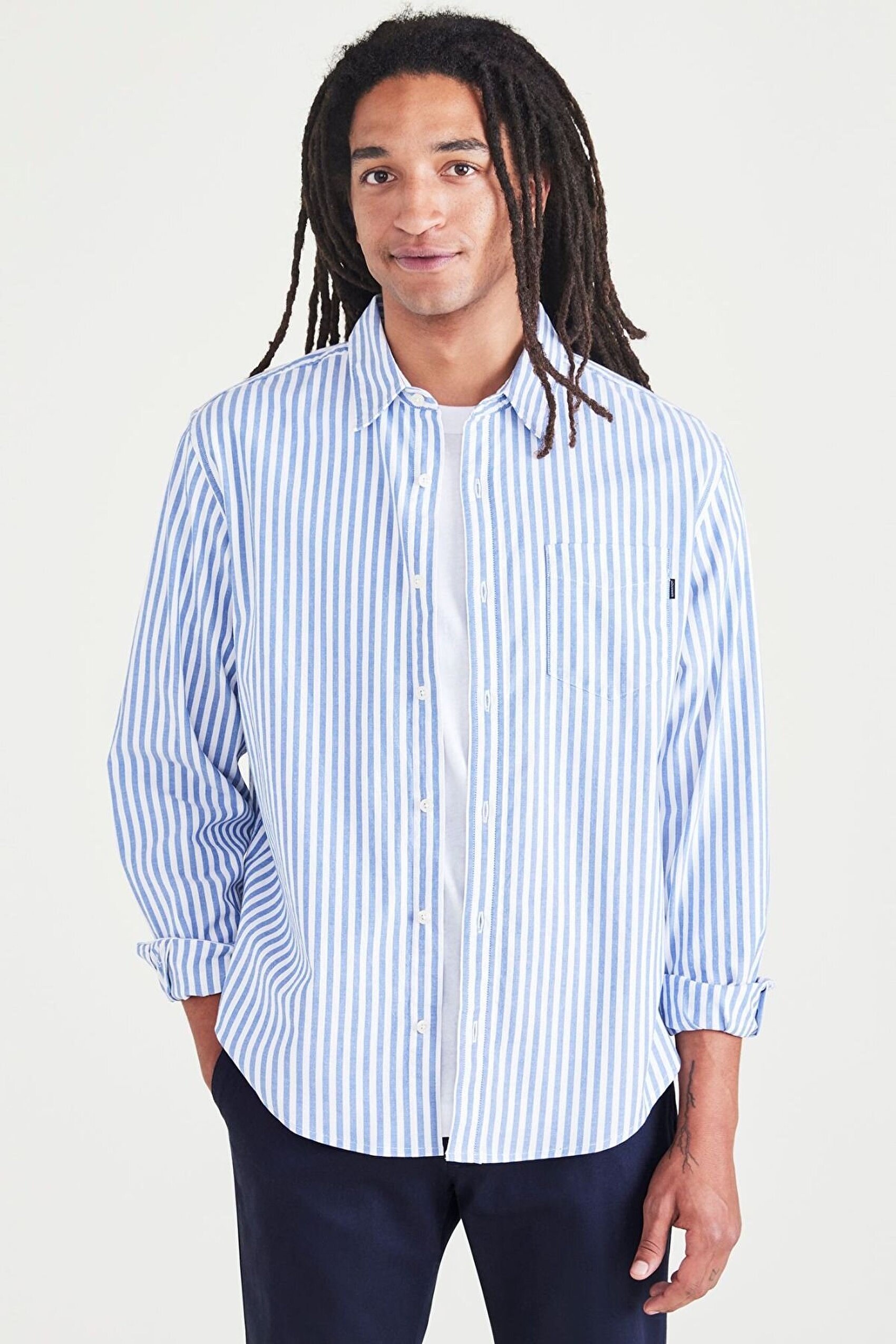 Stretch Oxford Mavi Gömlek