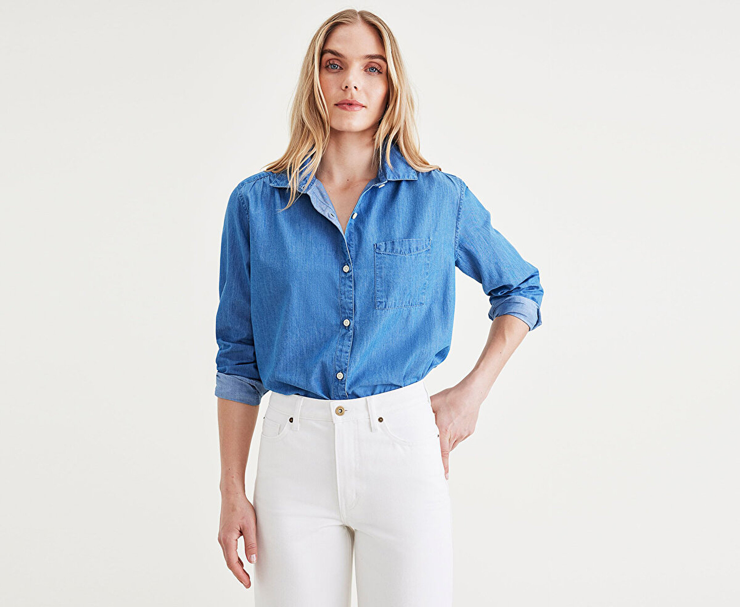 Favorite Button Up Mavi Gömlek, Relaxed Fit