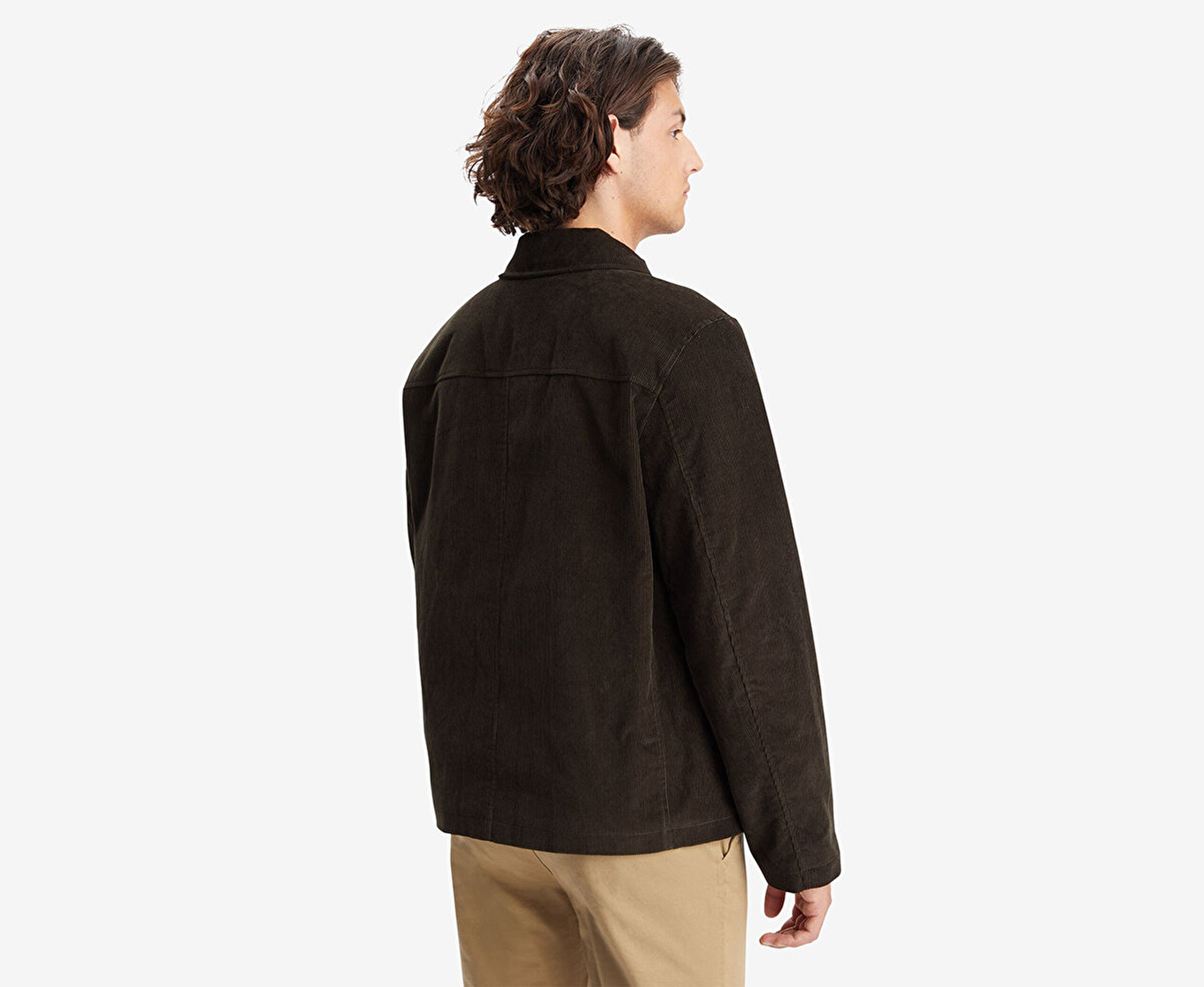 Corduroy Lay Down Collar James Dean Yeşil Mont